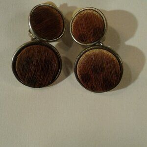 Vintage! Animal Print Calf Hair Clip-on Earrings